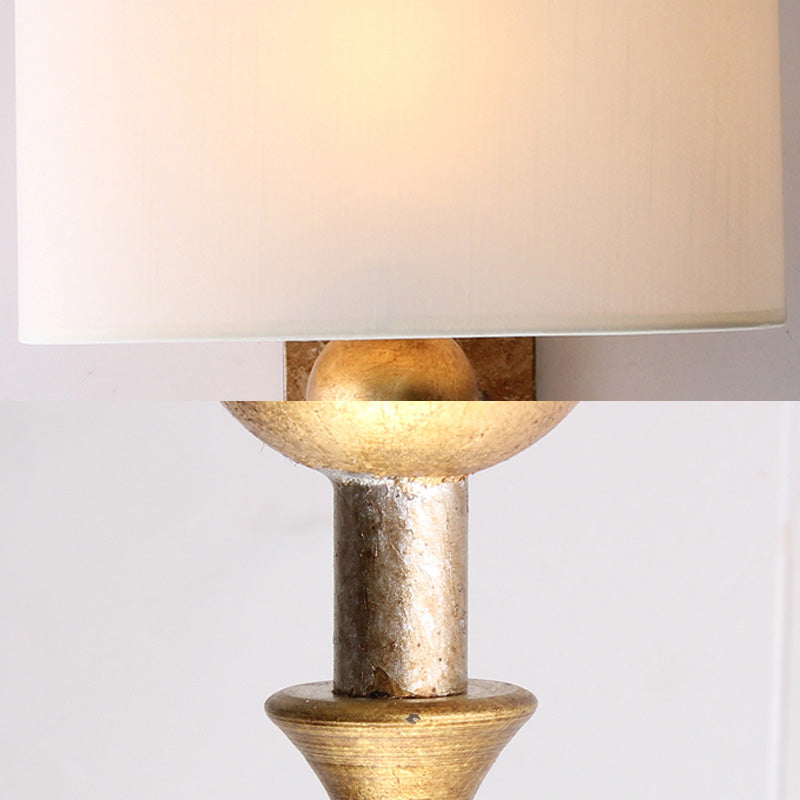 One Bulb Dining Room Wall Mounted Lamp Vintage Brass Sconce Light Fixture with Rectangle Fabric Shade Clearhalo 'Wall Lamps & Sconces' 'Wall Lights' Lighting' 231946