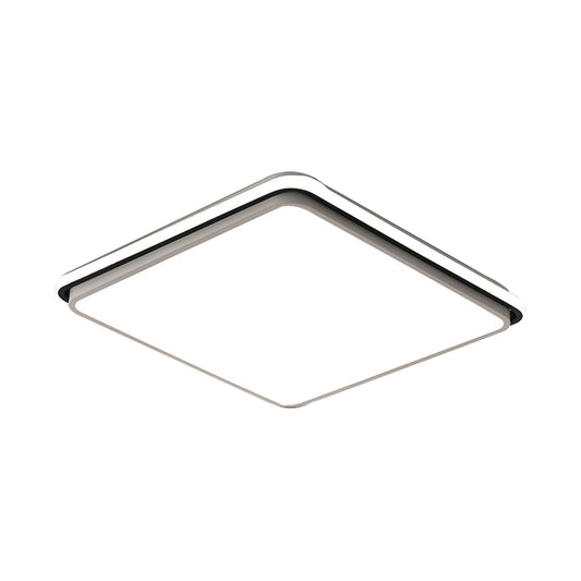 16"/19.5"/35.5" Wide Black and White Square/Rectangle Flush Lamp Modernist Led Acrylic Flush Mount Ceiling Light in White/Warm Light Clearhalo 'Ceiling Lights' 'Close To Ceiling Lights' 'Close to ceiling' 'Flush mount' Lighting' 231969