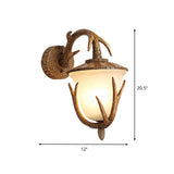 Country Pinecone Shade Sconce Light Fixture 1 Bulb Resin and Frosted Glass Wall Mount Lighting in Wood for Corridor Clearhalo 'Wall Lamps & Sconces' 'Wall Lights' Lighting' 232008