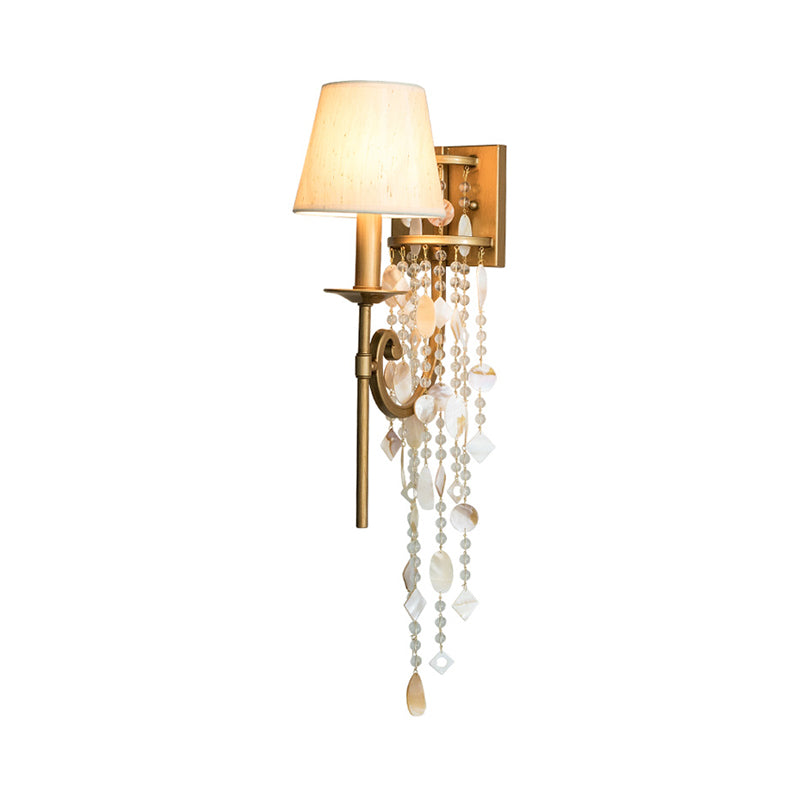 Torch Bedroom Wall Light Fixture Classic Metal 1 Light Brown/Gold Sconce Lamp with/without Shade Clearhalo 'Wall Lamps & Sconces' 'Wall Lights' Lighting' 232093