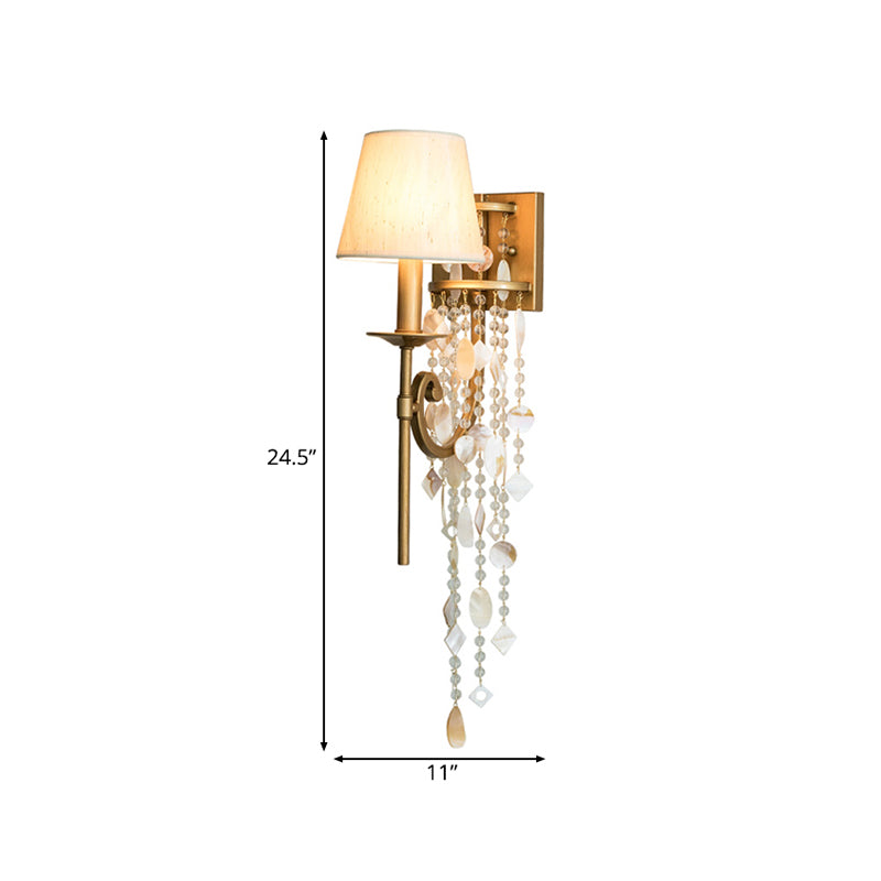 Torch Bedroom Wall Light Fixture Classic Metal 1 Light Brown/Gold Sconce Lamp with/without Shade Clearhalo 'Wall Lamps & Sconces' 'Wall Lights' Lighting' 232094