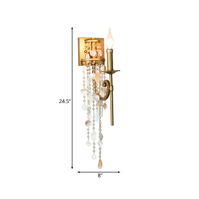 Torch Bedroom Wall Light Fixture Classic Metal 1 Light Brown/Gold Sconce Lamp with/without Shade Clearhalo 'Wall Lamps & Sconces' 'Wall Lights' Lighting' 232102