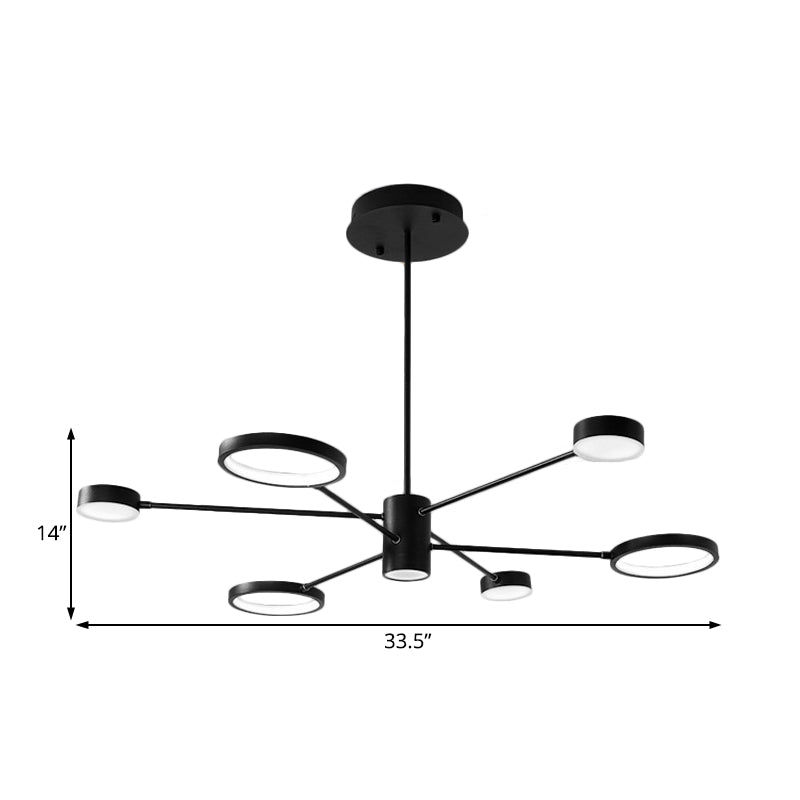 Sputnik Chandelier Pendant Lighting Modern Acrylic 6/8/10 Lights Black Led Hanging Lamp Fixture in White/Warm Light Clearhalo 'Ceiling Lights' 'Chandeliers' 'Modern Chandeliers' 'Modern' Lighting' 232185