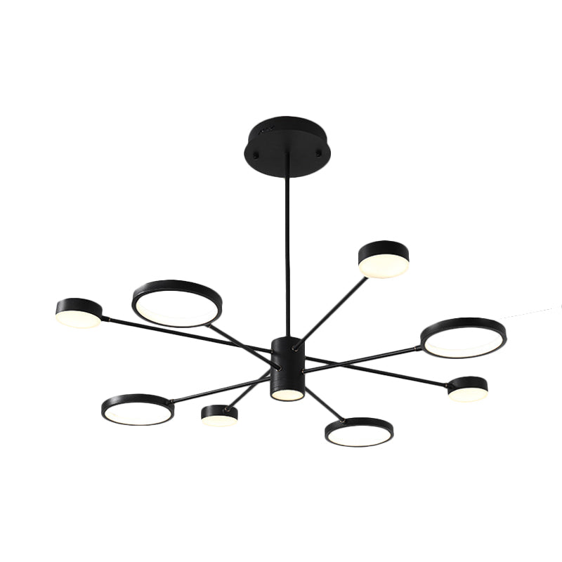 Sputnik Chandelier Pendant Lighting Modern Acrylic 6/8/10 Lights Black Led Hanging Lamp Fixture in White/Warm Light Clearhalo 'Ceiling Lights' 'Chandeliers' 'Modern Chandeliers' 'Modern' Lighting' 232188