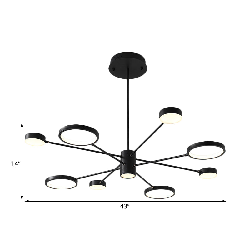 Sputnik Chandelier Pendant Lighting Modern Acrylic 6/8/10 Lights Black Led Hanging Lamp Fixture in White/Warm Light Clearhalo 'Ceiling Lights' 'Chandeliers' 'Modern Chandeliers' 'Modern' Lighting' 232189