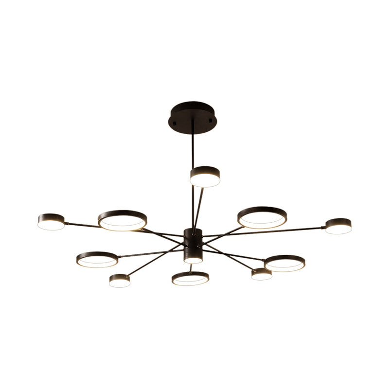 Sputnik Chandelier Pendant Lighting Modern Acrylic 6/8/10 Lights Black Led Hanging Lamp Fixture in White/Warm Light Clearhalo 'Ceiling Lights' 'Chandeliers' 'Modern Chandeliers' 'Modern' Lighting' 232192