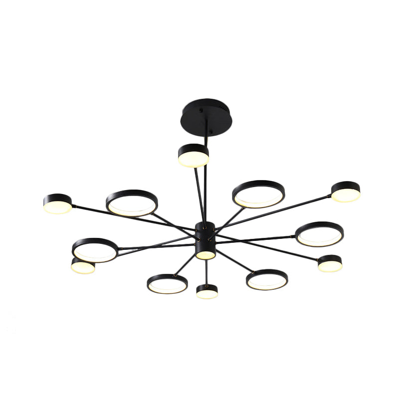 Sputnik Chandelier Pendant Lighting Modern Acrylic 6/8/10 Lights Black Led Hanging Lamp Fixture in White/Warm Light Clearhalo 'Ceiling Lights' 'Chandeliers' 'Modern Chandeliers' 'Modern' Lighting' 232196