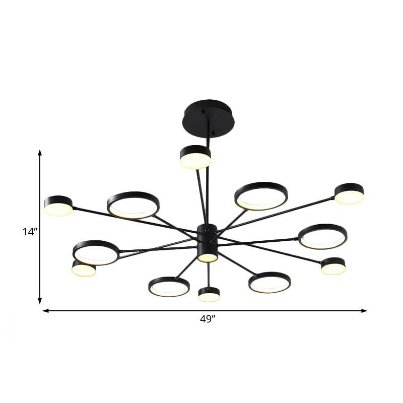 Sputnik Chandelier Pendant Lighting Modern Acrylic 6/8/10 Lights Black Led Hanging Lamp Fixture in White/Warm Light Clearhalo 'Ceiling Lights' 'Chandeliers' 'Modern Chandeliers' 'Modern' Lighting' 232197