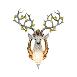 Deer Bedroom Wall Lamp Vintage Resin 19.5"/23" W 1 Light White/Yellow Sconce Light Fixture with Teardrop Crystal Shade Clearhalo 'Wall Lamps & Sconces' 'Wall Lights' Lighting' 232281