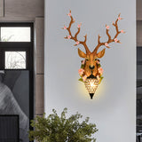 White/Yellow 1 Light 16.5"/23" W Sconce Light Traditional Resin Deer Wall Lighting Fixture with Teardrop Crystal Shade Clearhalo 'Wall Lamps & Sconces' 'Wall Lights' Lighting' 232287