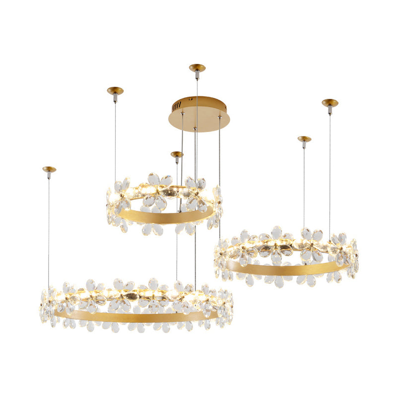 White Garland Shape Chandelier Lamp Contemporary 2/3 Lights Led Crystal Pendant Lighting Fixture in White/Warm Light Clearhalo 'Ceiling Lights' 'Chandeliers' 'Modern Chandeliers' 'Modern' Lighting' 232307