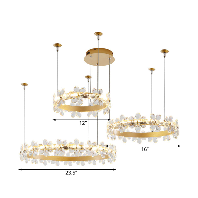 White Garland Shape Chandelier Lamp Contemporary 2/3 Lights Led Crystal Pendant Lighting Fixture in White/Warm Light Clearhalo 'Ceiling Lights' 'Chandeliers' 'Modern Chandeliers' 'Modern' Lighting' 232308