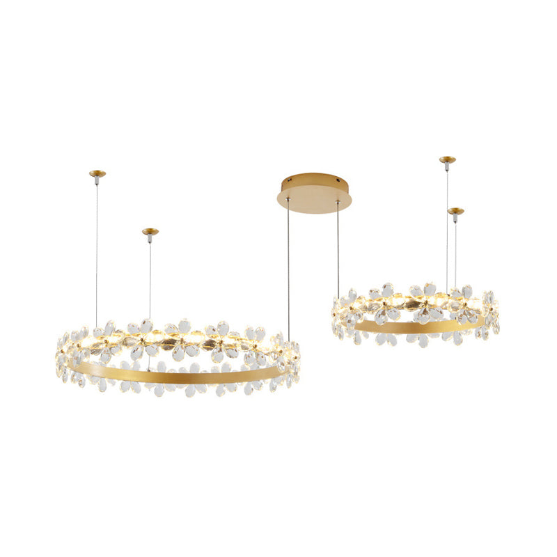 White Garland Shape Chandelier Lamp Contemporary 2/3 Lights Led Crystal Pendant Lighting Fixture in White/Warm Light Clearhalo 'Ceiling Lights' 'Chandeliers' 'Modern Chandeliers' 'Modern' Lighting' 232311