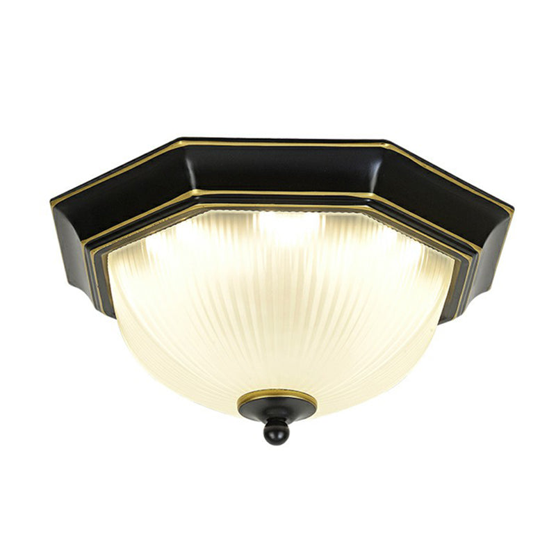 Frosted Rib Glass Dome Flush Light Vintage Corridor LED Flush Mount Ceiling Light Clearhalo 'Ceiling Lights' 'Close To Ceiling Lights' 'Close to ceiling' 'Flush mount' Lighting' 2323372