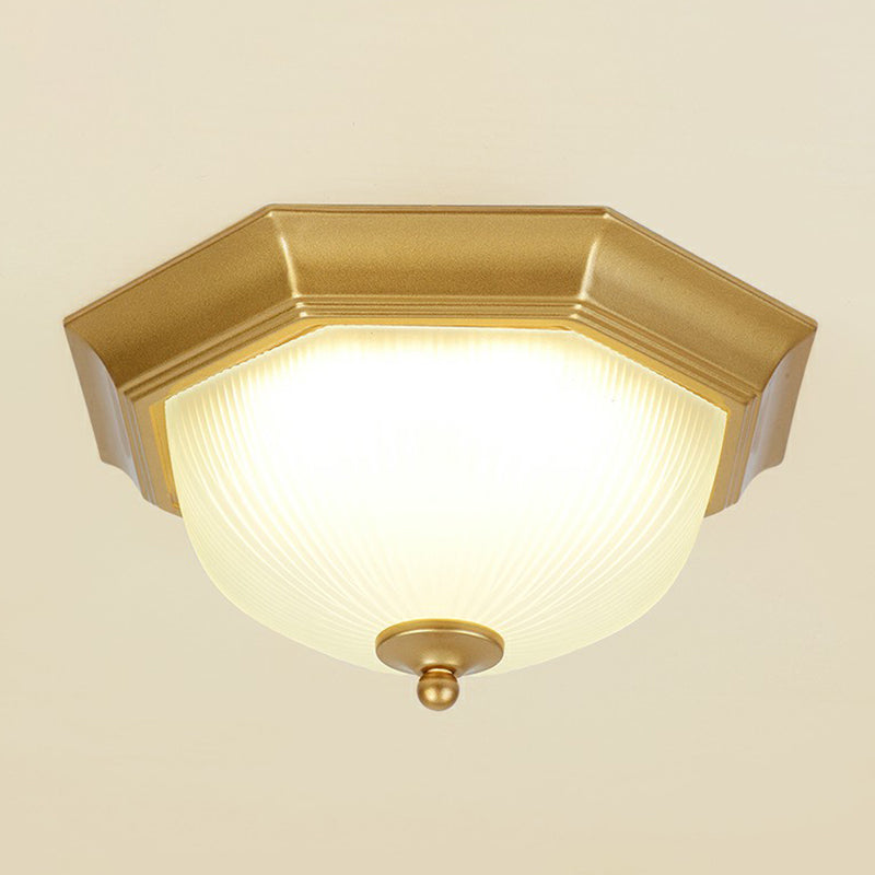 Frosted Rib Glass Dome Flush Light Vintage Corridor LED Flush Mount Ceiling Light Clearhalo 'Ceiling Lights' 'Close To Ceiling Lights' 'Close to ceiling' 'Flush mount' Lighting' 2323373