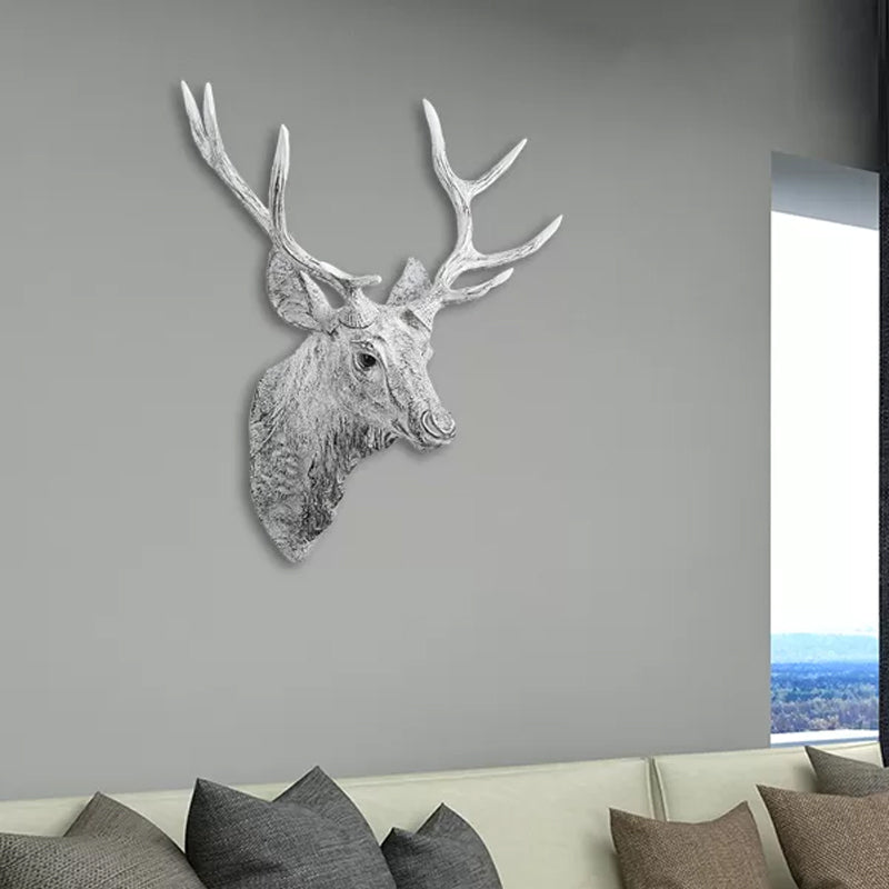 Deer Head Bedroom Wall Light Fixture Traditional Style Resin 1 Light Grey/Silver/Bronze Sconce Lamp Clearhalo 'Wall Lamps & Sconces' 'Wall Lights' Lighting' 232432