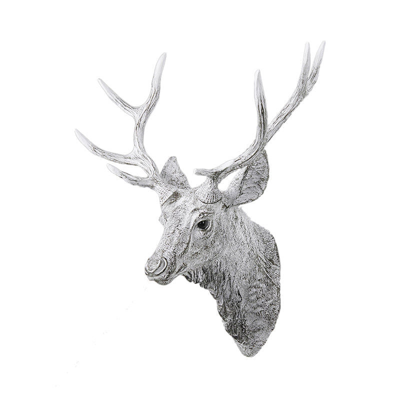 Deer Head Bedroom Wall Light Fixture Traditional Style Resin 1 Light Grey/Silver/Bronze Sconce Lamp Clearhalo 'Wall Lamps & Sconces' 'Wall Lights' Lighting' 232433