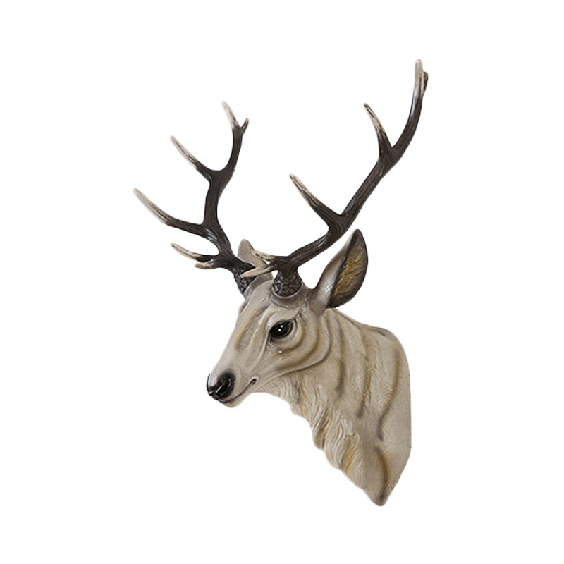 Grey/White/Brown 1 Light Sconce Lamp Traditional Style Resin Deer Shaped Wall Lighting Fixture for Bedroom Clearhalo 'Wall Lamps & Sconces' 'Wall Lights' Lighting' 232450