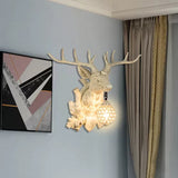 1 Light Wall Lamp Lighting Country Elk Resin Sconce Light Fixture in White/Bronze with Droplet Crystal Shade Clearhalo 'Wall Lamps & Sconces' 'Wall Lights' Lighting' 232501