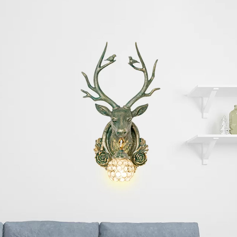 Resin Grey/Bronze/Gold Sconce Elk 1-Light Traditional Wall Mounted Lighting for Living Room with Orb Crystal Shade Bronze Clearhalo 'Wall Lamps & Sconces' 'Wall Lights' Lighting' 232526