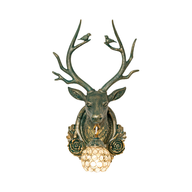 Resin Grey/Bronze/Gold Sconce Elk 1-Light Traditional Wall Mounted Lighting for Living Room with Orb Crystal Shade Clearhalo 'Wall Lamps & Sconces' 'Wall Lights' Lighting' 232528