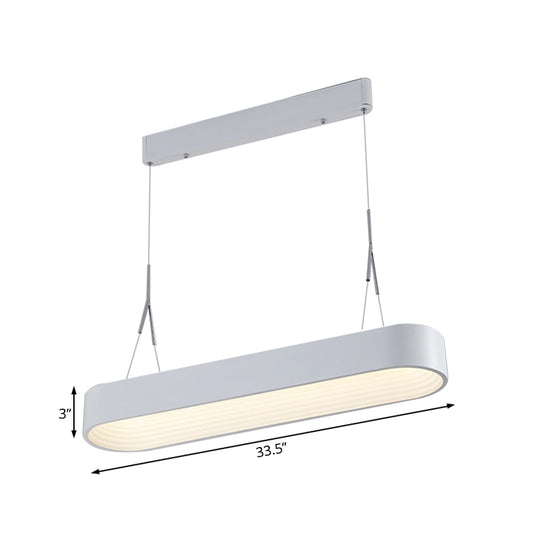 Metal Rectangle Chandelier Lighting Modernist Led 33.5"/47" Wide White/Grey Hanging Lamp Kit with Recessed Diffuser in Third Gear Clearhalo 'Ceiling Lights' 'Chandeliers' 'Modern Chandeliers' 'Modern' Lighting' 232555