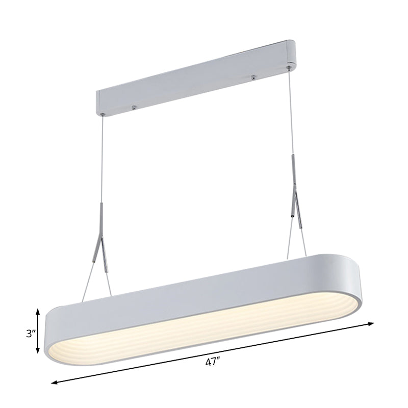 Metal Rectangle Chandelier Lighting Modernist Led 33.5"/47" Wide White/Grey Hanging Lamp Kit with Recessed Diffuser in Third Gear Clearhalo 'Ceiling Lights' 'Chandeliers' 'Modern Chandeliers' 'Modern' Lighting' 232556