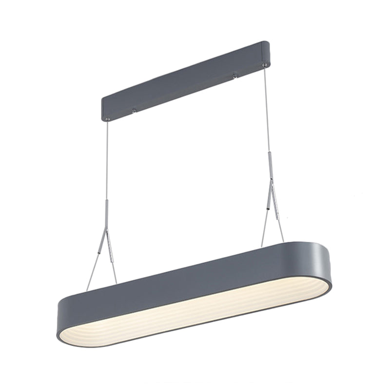 Metal Rectangle Chandelier Lighting Modernist Led 33.5"/47" Wide White/Grey Hanging Lamp Kit with Recessed Diffuser in Third Gear Clearhalo 'Ceiling Lights' 'Chandeliers' 'Modern Chandeliers' 'Modern' Lighting' 232559