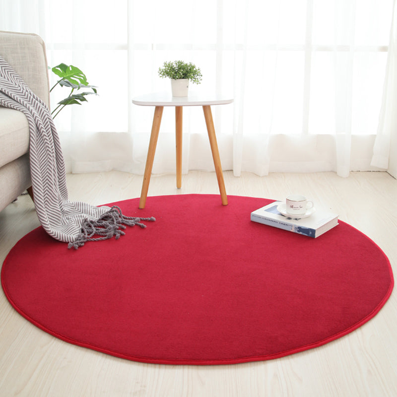 Multicolored Calming Rug Cotton Blend Solid Colored Area Carpet Anti-Slip Backing Pet Friendly Indoor Rug for Bedroom Burgundy Clearhalo 'Area Rug' 'Casual' 'Rugs' Rug' 2325718