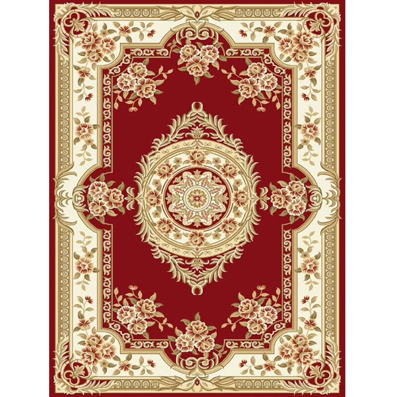 Antique Parlor Rug Multi Color Flower Patterned Area Carpet Polyster Non-Slip Backing Pet Friendly Indoor Rug Clearhalo 'Area Rug' 'Rugs' 'Vintage' Rug' 2325765