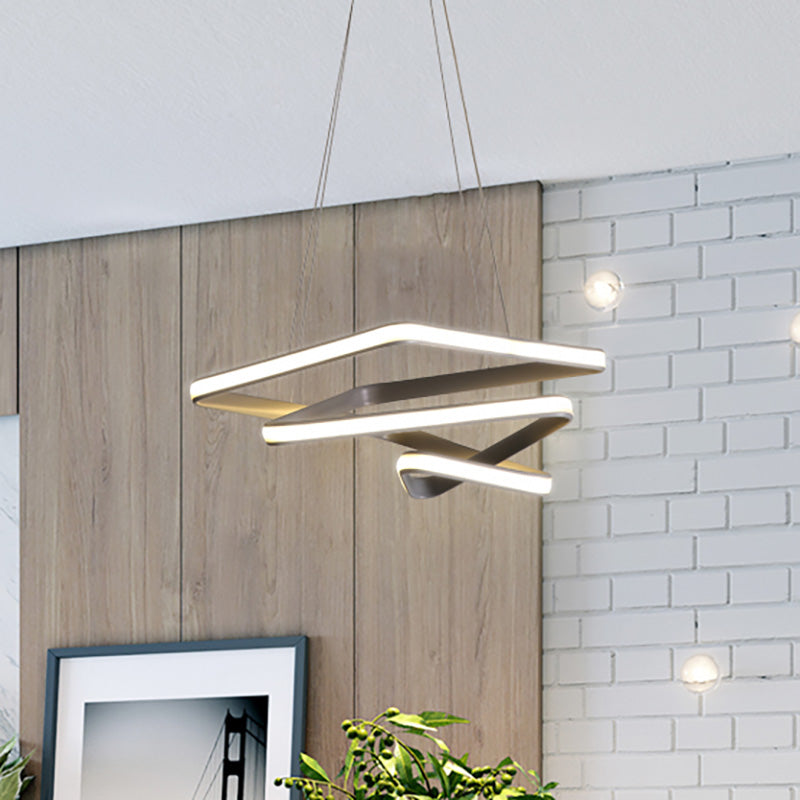 Acrylic Spiral Pendant Chandelier Contemporary Led Grey Hanging Ceiling Lamp for Dining Room in White/Warm Light Grey Clearhalo 'Ceiling Lights' 'Chandeliers' 'Modern Chandeliers' 'Modern' Lighting' 232626