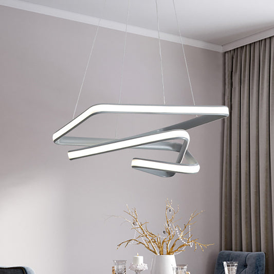 Acrylic Spiral Pendant Chandelier Contemporary Led Grey Hanging Ceiling Lamp for Dining Room in White/Warm Light Clearhalo 'Ceiling Lights' 'Chandeliers' 'Modern Chandeliers' 'Modern' Lighting' 232627