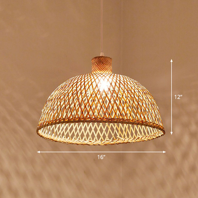 Hand Woven Bamboo Pendant Light Kit Asian 1 Head Beige Suspended Lighting Fixture Beige B Clearhalo 'Ceiling Lights' 'Pendant Lights' 'Pendants' Lighting' 2326460_488cf4f6-20a9-40bb-a767-f4f747673697