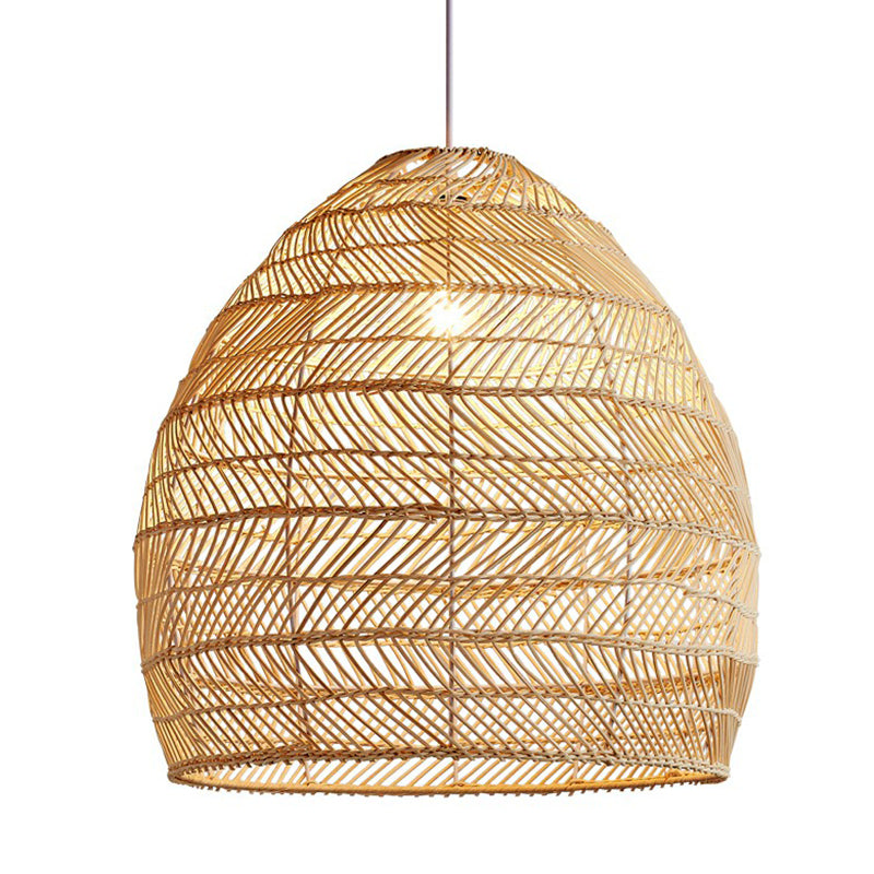 Single-Bulb Restaurant Hanging Lamp Minimalist Ceiling Light with Cloche Rattan Shade Clearhalo 'Ceiling Lights' 'Pendant Lights' 'Pendants' Lighting' 2326474