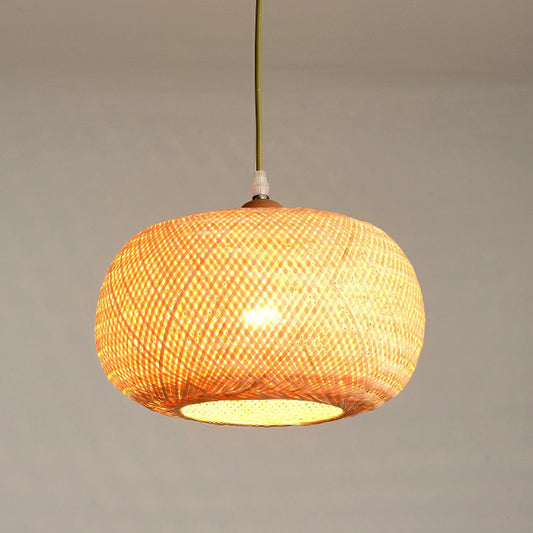 Beige Spheroid Pendant Light Fixture Asia 1-Light Bamboo Suspension Lighting for Restaurant Clearhalo 'Ceiling Lights' 'Pendant Lights' 'Pendants' Lighting' 2326502