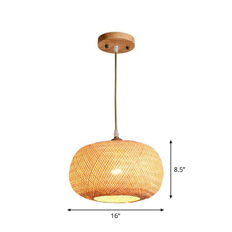 Beige Spheroid Pendant Light Fixture Asia 1-Light Bamboo Suspension Lighting for Restaurant Beige Large Round Clearhalo 'Ceiling Lights' 'Pendant Lights' 'Pendants' Lighting' 2326504_9ea9a0ea-ce74-408a-9790-7bc30f26ba58