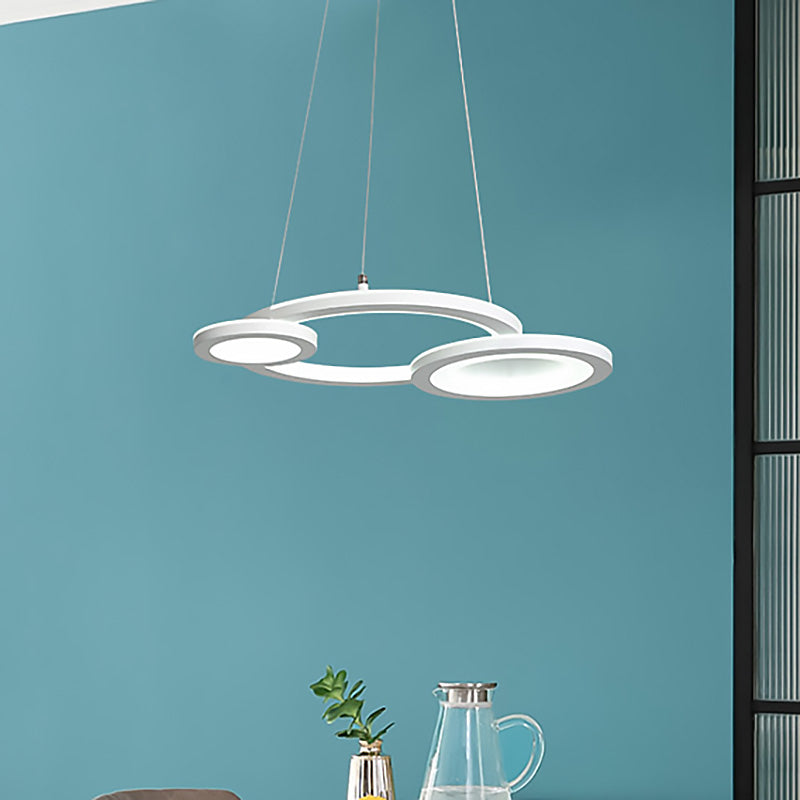 Acrylic Round Chandelier Lighting Modern Led White/Grey Hanging Pendant Lamp for Dining Room in White/Warm Light Clearhalo 'Ceiling Lights' 'Chandeliers' 'Modern Chandeliers' 'Modern' Lighting' 232655