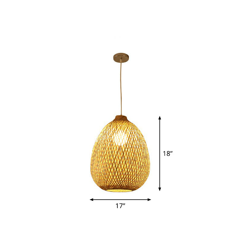 Spherical Restaurant Hanging Light Fixture Bamboo Single Asia Pendant Light in Beige Clearhalo 'Ceiling Lights' 'Pendant Lights' 'Pendants' Lighting' 2326553