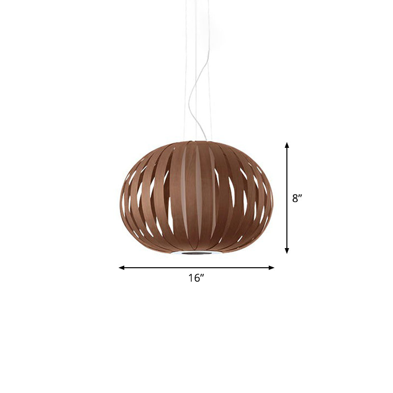 Wood Veneer Global Pendant Lamp Asian 1 Head Suspended Lighting Fixture for Restaurant Clearhalo 'Ceiling Lights' 'Pendant Lights' 'Pendants' Lighting' 2326561