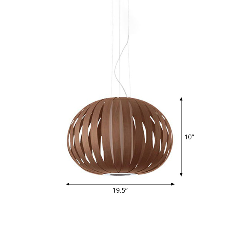 Wood Veneer Global Pendant Lamp Asian 1 Head Suspended Lighting Fixture for Restaurant Clearhalo 'Ceiling Lights' 'Pendant Lights' 'Pendants' Lighting' 2326562