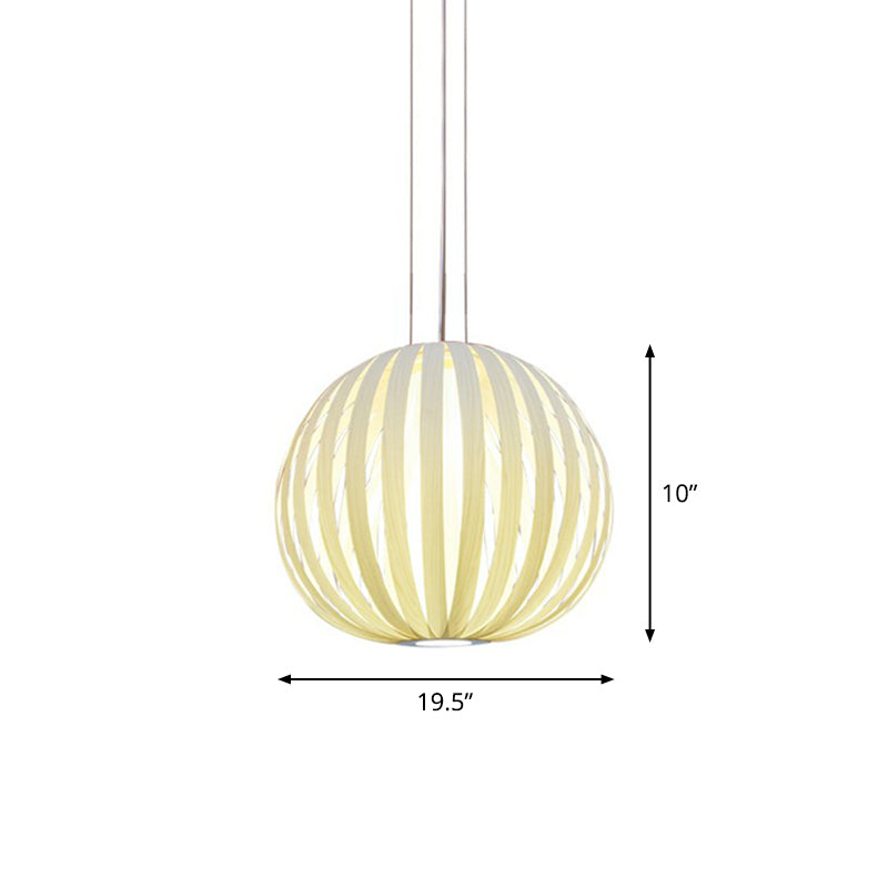 Wood Veneer Global Pendant Lamp Asian 1 Head Suspended Lighting Fixture for Restaurant Wood Medium Clearhalo 'Ceiling Lights' 'Pendant Lights' 'Pendants' Lighting' 2326568_110ec963-4f9c-4cc4-ba8f-c0b8c135349d