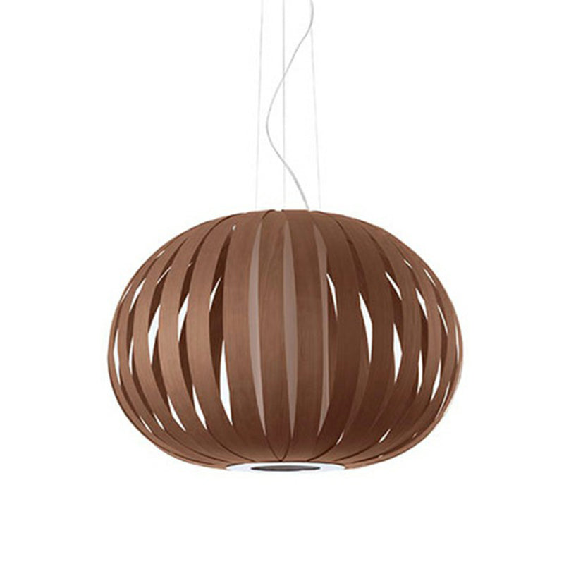 Wood Veneer Global Pendant Lamp Asian 1 Head Suspended Lighting Fixture for Restaurant Clearhalo 'Ceiling Lights' 'Pendant Lights' 'Pendants' Lighting' 2326569