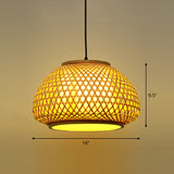 Round Ceiling Hanging Lantern Asian Bamboo 1-Light Beige Suspension Pendant Light Clearhalo 'Ceiling Lights' 'Pendant Lights' 'Pendants' Lighting' 2326579