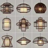 Coffee Finish Cage Hanging Lamp Contemporary Single-Bulb Bamboo Suspension Light Clearhalo 'Ceiling Lights' 'Pendant Lights' 'Pendants' Lighting' 2326595