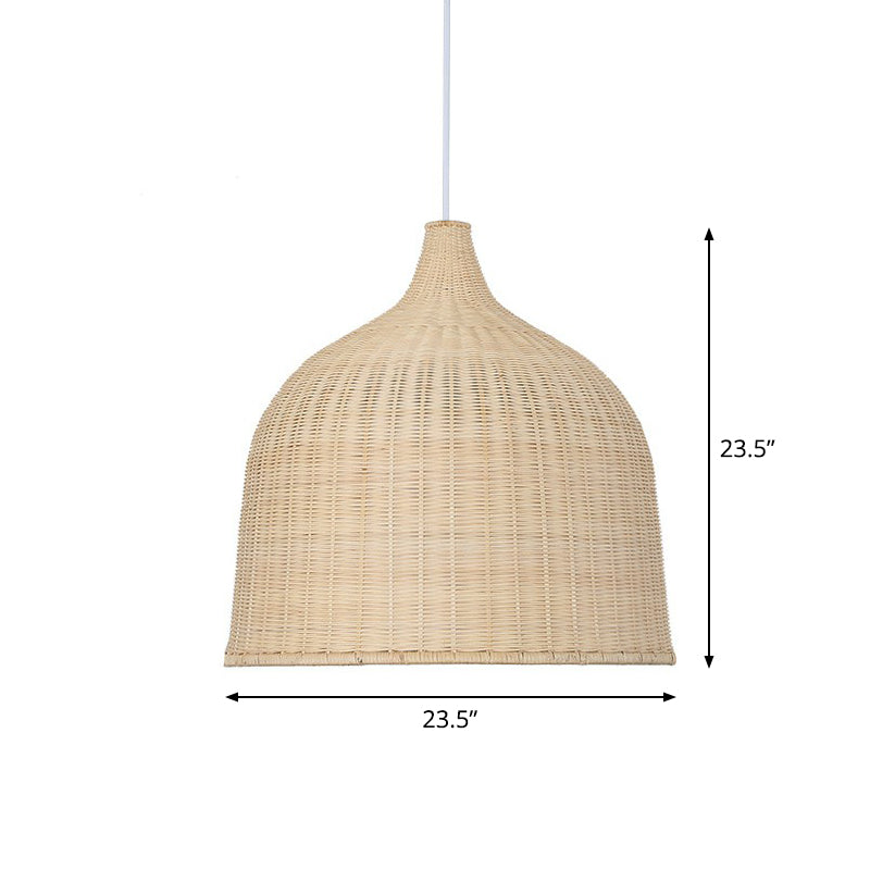 Asian Style Cloche Shaped Pendant Bamboo 1-Light Dining Room Hanging Light Fixture Clearhalo 'Ceiling Lights' 'Pendant Lights' 'Pendants' Lighting' 2326614