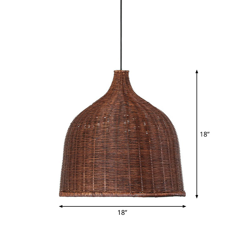 Asian Style Cloche Shaped Pendant Bamboo 1-Light Dining Room Hanging Light Fixture Clearhalo 'Ceiling Lights' 'Pendant Lights' 'Pendants' Lighting' 2326616