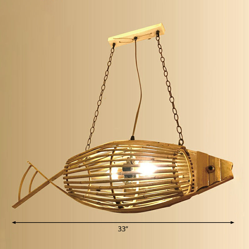 Bamboo Woven Fish Shaped Pendant Ceiling Light Asian 1-Bulb Beige Suspension Lighting for Restaurant Beige Lantern Clearhalo 'Ceiling Lights' 'Pendant Lights' 'Pendants' Lighting' 2326626_f1896cf5-3336-4859-b7d4-7c024000d142