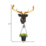 1 Light Exposed Bulb Wall Lamp Country Black Resin Sconce Light Fixture for Indoor with Deer Backplate Clearhalo 'Wall Lamps & Sconces' 'Wall Lights' Lighting' 232667