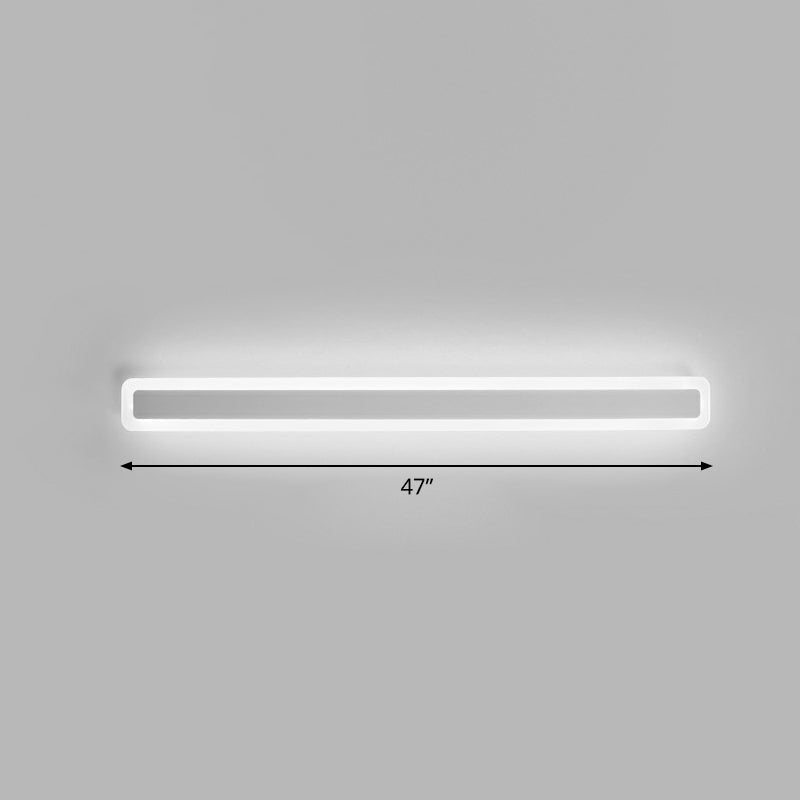 Bar Shaped Vanity Light Minimalist Acrylic Bathroom LED Wall Mounted Light in White White 47" White Clearhalo 'Modern wall lights' 'Modern' 'Vanity Lights' 'Wall Lights' Lighting' 2326680