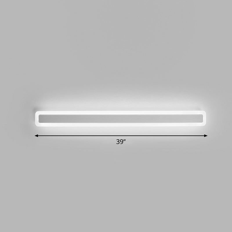 Bar Shaped Vanity Light Minimalist Acrylic Bathroom LED Wall Mounted Light in White White 39" White Clearhalo 'Modern wall lights' 'Modern' 'Vanity Lights' 'Wall Lights' Lighting' 2326686